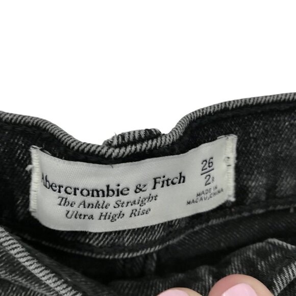 Abercrombie & Fitch The Ankle Straight Ultra High Rise Size 26 2R Distressed Raw - Picture 2 of 11